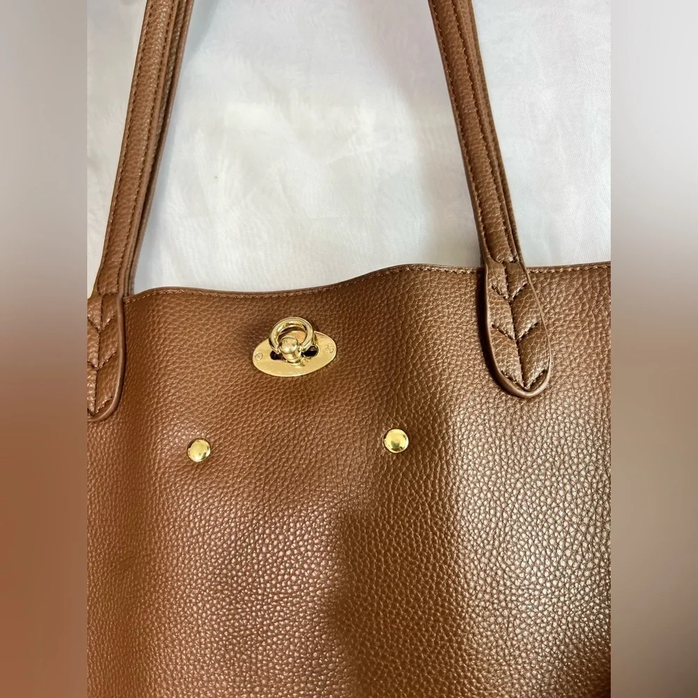 BCBG Paris Pebbled Faux Leather Tote - Brown - Picture 4 of 9